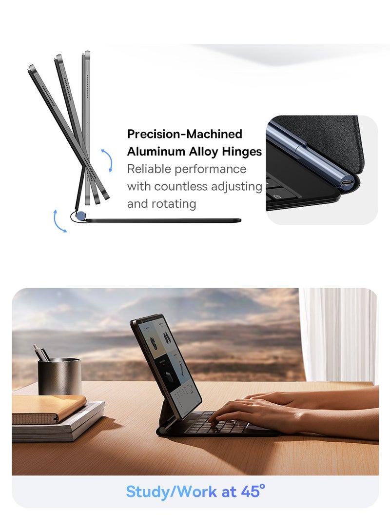 iPad Air 13 Keyboard Case, Ultra-Slim 5.7mm Magnetic iPad Pro 12.9 (2022/2021/2020/2018) & iPad Air 6 (13") Case Keyboard, Bluetooth 5.3, Smart LED Display, Easy-Set Floating Cantilever Stand, Precision Multi-Touch Trackpad, Backlit Keys, Premium Typing Experience, Magnetic Design, Adjustable Viewing Angles Black