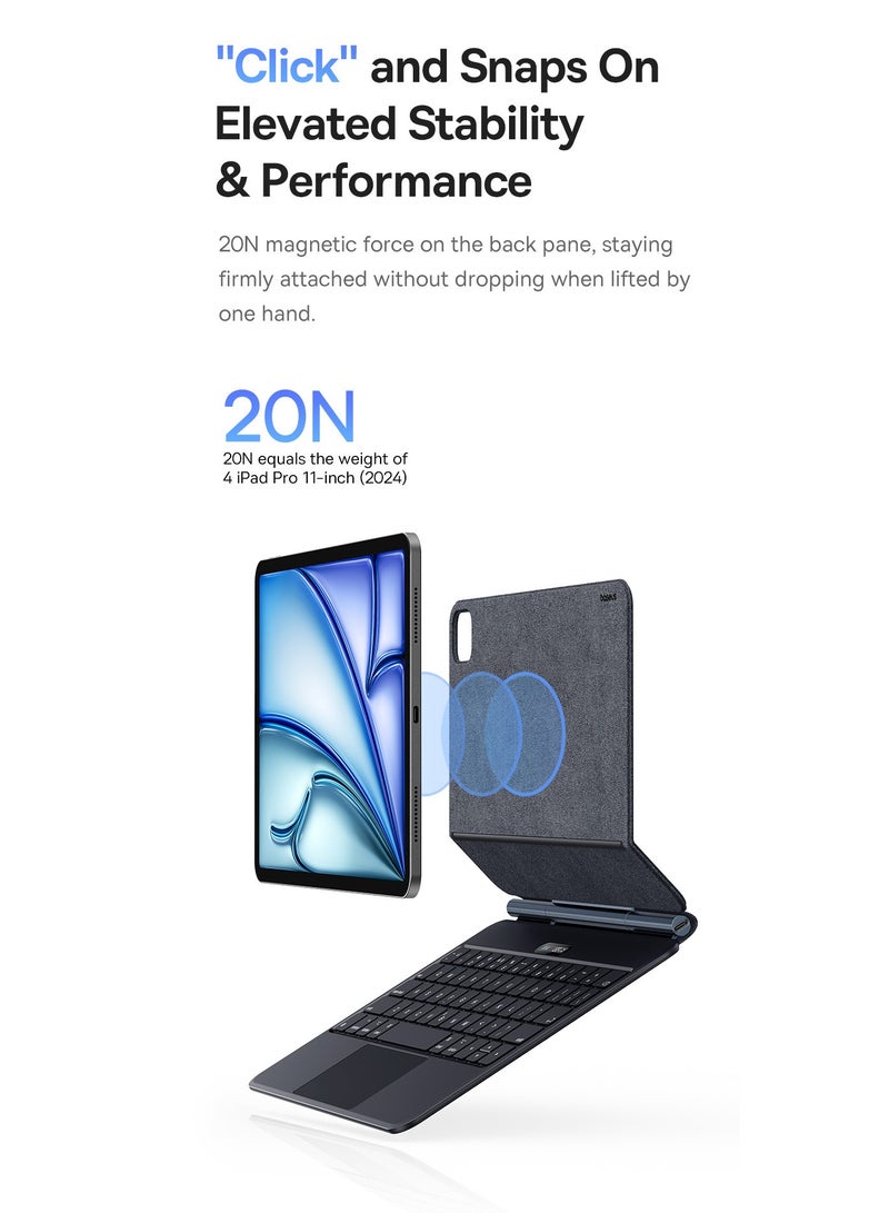 iPad Air 13 Keyboard Case, Ultra-Slim 5.7mm Magnetic iPad Pro 12.9 (2022/2021/2020/2018) & iPad Air 6 (13") Case Keyboard, Bluetooth 5.3, Smart LED Display, Easy-Set Floating Cantilever Stand, Precision Multi-Touch Trackpad, Backlit Keys, Premium Typing Experience, Magnetic Design, Adjustable Viewing Angles Black