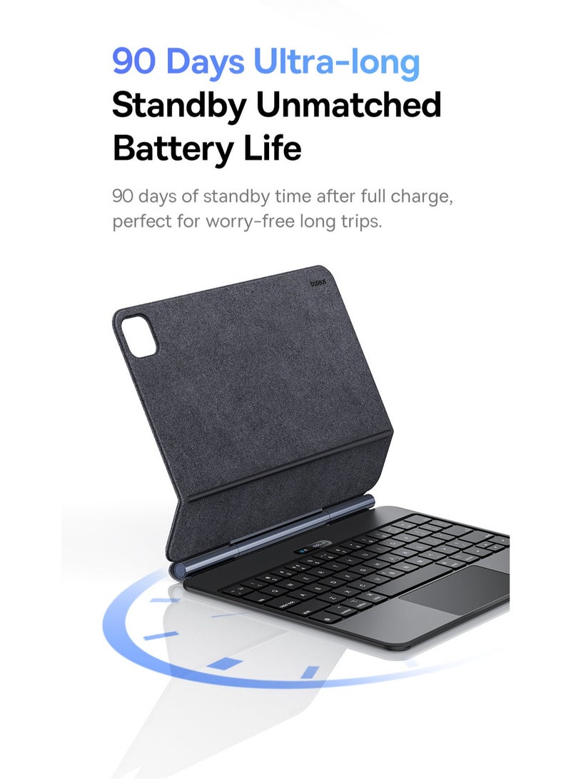 iPad Air 13 Keyboard Case, Ultra-Slim 5.7mm Magnetic iPad Pro 12.9 (2022/2021/2020/2018) & iPad Air 6 (13") Case Keyboard, Bluetooth 5.3, Smart LED Display, Easy-Set Floating Cantilever Stand, Precision Multi-Touch Trackpad, Backlit Keys, Premium Typing Experience, Magnetic Design, Adjustable Viewing Angles Black
