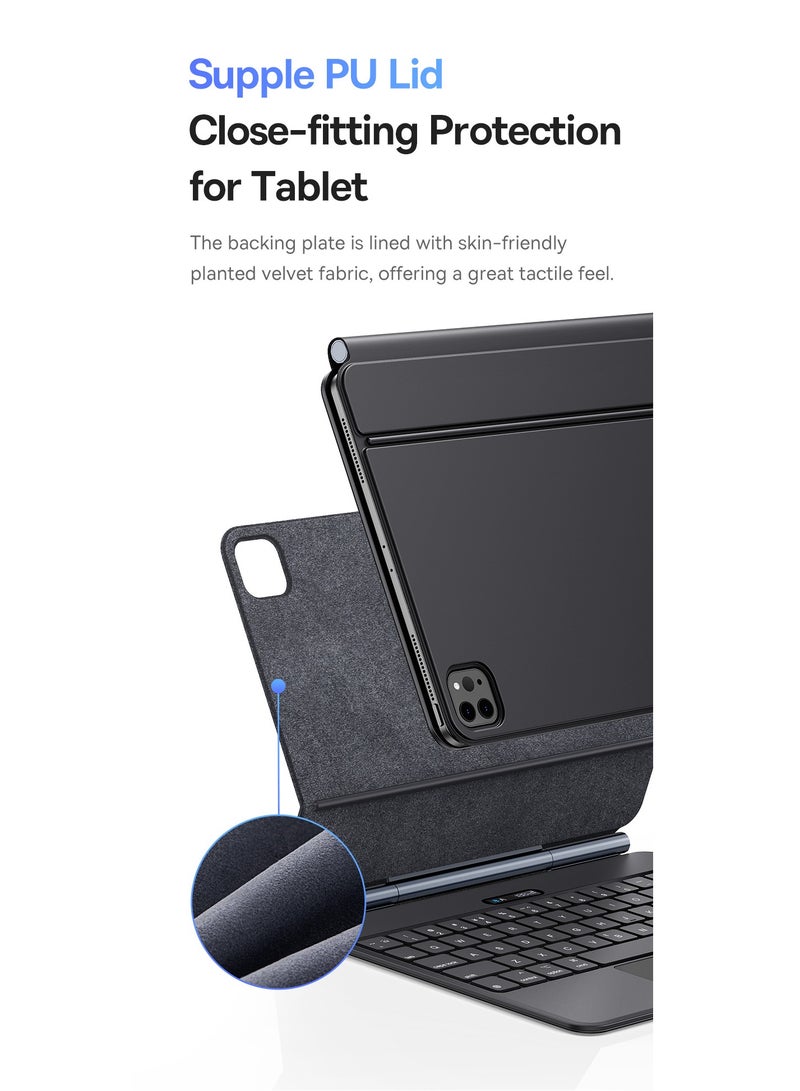 iPad Air 13 Keyboard Case, Ultra-Slim 5.7mm Magnetic iPad Pro 12.9 (2022/2021/2020/2018) & iPad Air 6 (13") Case Keyboard, Bluetooth 5.3, Smart LED Display, Easy-Set Floating Cantilever Stand, Precision Multi-Touch Trackpad, Backlit Keys, Premium Typing Experience, Magnetic Design, Adjustable Viewing Angles Black