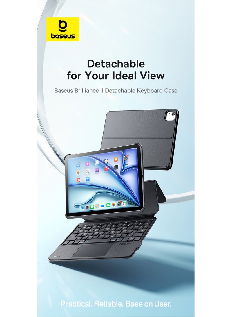 بيسوس - iPad Air 13 (2024) Magnetic Detachable Keyboard Case, Ultra-Thin iPad Pro 12.9" (2018-2022) Keyboard Case, Bluetooth 5.3, 100-Day Battery, Precision Multi-Touch Trackpad, Backlit Keys, Slim Design, Portrait/Landscape Support, Premium PU Leather, Adjustable Stand, Durable and Stylish Black - Image 1