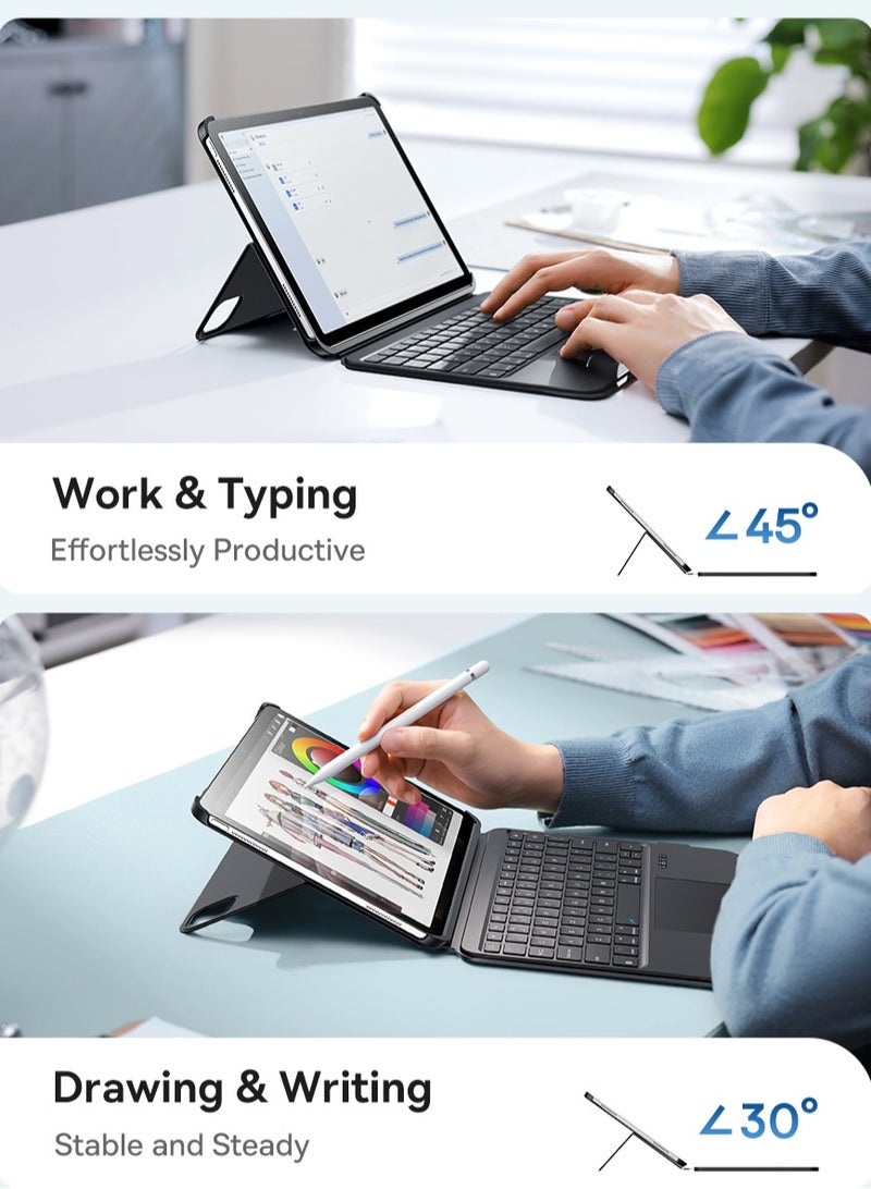 بيسوس - iPad Air 13 (2024) Magnetic Detachable Keyboard Case, Ultra-Thin iPad Pro 12.9" (2018-2022) Keyboard Case, Bluetooth 5.3, 100-Day Battery, Precision Multi-Touch Trackpad, Backlit Keys, Slim Design, Portrait/Landscape Support, Premium PU Leather, Adjustable Stand, Durable and Stylish Black - Image 1
