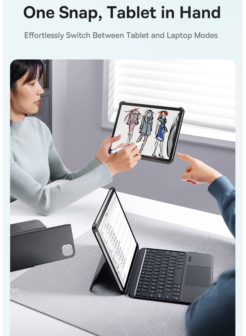 بيسوس - iPad Air 13 (2024) Magnetic Detachable Keyboard Case, Ultra-Thin iPad Pro 12.9" (2018-2022) Keyboard Case, Bluetooth 5.3, 100-Day Battery, Precision Multi-Touch Trackpad, Backlit Keys, Slim Design, Portrait/Landscape Support, Premium PU Leather, Adjustable Stand, Durable and Stylish Black - Image 1