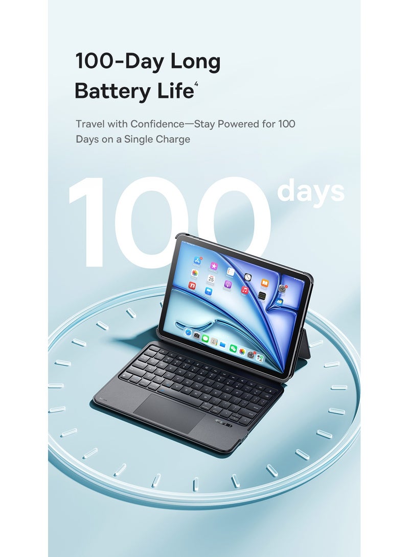 بيسوس - iPad Air 13 (2024) Magnetic Detachable Keyboard Case, Ultra-Thin iPad Pro 12.9" (2018-2022) Keyboard Case, Bluetooth 5.3, 100-Day Battery, Precision Multi-Touch Trackpad, Backlit Keys, Slim Design, Portrait/Landscape Support, Premium PU Leather, Adjustable Stand, Durable and Stylish Black - Image 1