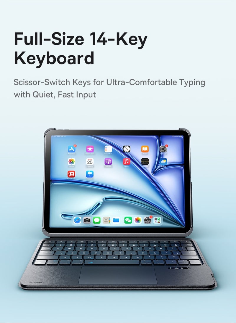 بيسوس - iPad Air 13 (2024) Magnetic Detachable Keyboard Case, Ultra-Thin iPad Pro 12.9" (2018-2022) Keyboard Case, Bluetooth 5.3, 100-Day Battery, Precision Multi-Touch Trackpad, Backlit Keys, Slim Design, Portrait/Landscape Support, Premium PU Leather, Adjustable Stand, Durable and Stylish Black - Image 1