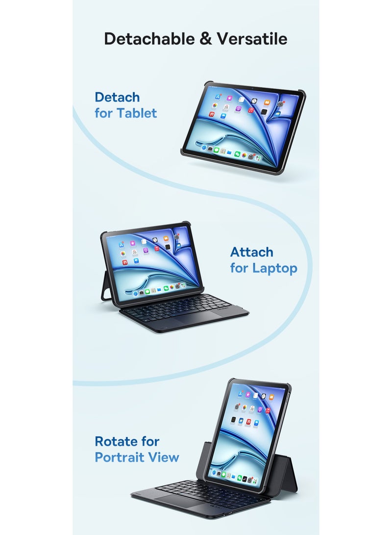 بيسوس - iPad Air 13 (2024) Magnetic Detachable Keyboard Case, Ultra-Thin iPad Pro 12.9" (2018-2022) Keyboard Case, Bluetooth 5.3, 100-Day Battery, Precision Multi-Touch Trackpad, Backlit Keys, Slim Design, Portrait/Landscape Support, Premium PU Leather, Adjustable Stand, Durable and Stylish Black - Image 1