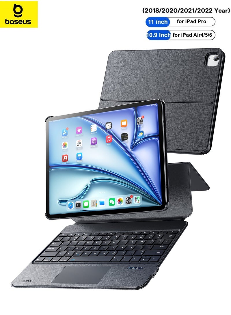 Baseus Air4/Air5/Air6 10.9-inch (2024) Magnetic Detachable Keyboard Case, Ultra-Thin iPad Pro 11" (2018-2022) Keyboard Case, Bluetooth 5.3, 100-Day Battery, Precision Multi-Touch Trackpad, Backlit Keys, Slim Design, Portrait/Landscape Support, Premium PU Leather, Adjustable Stand, Durable and Stylish Black  - Image 1