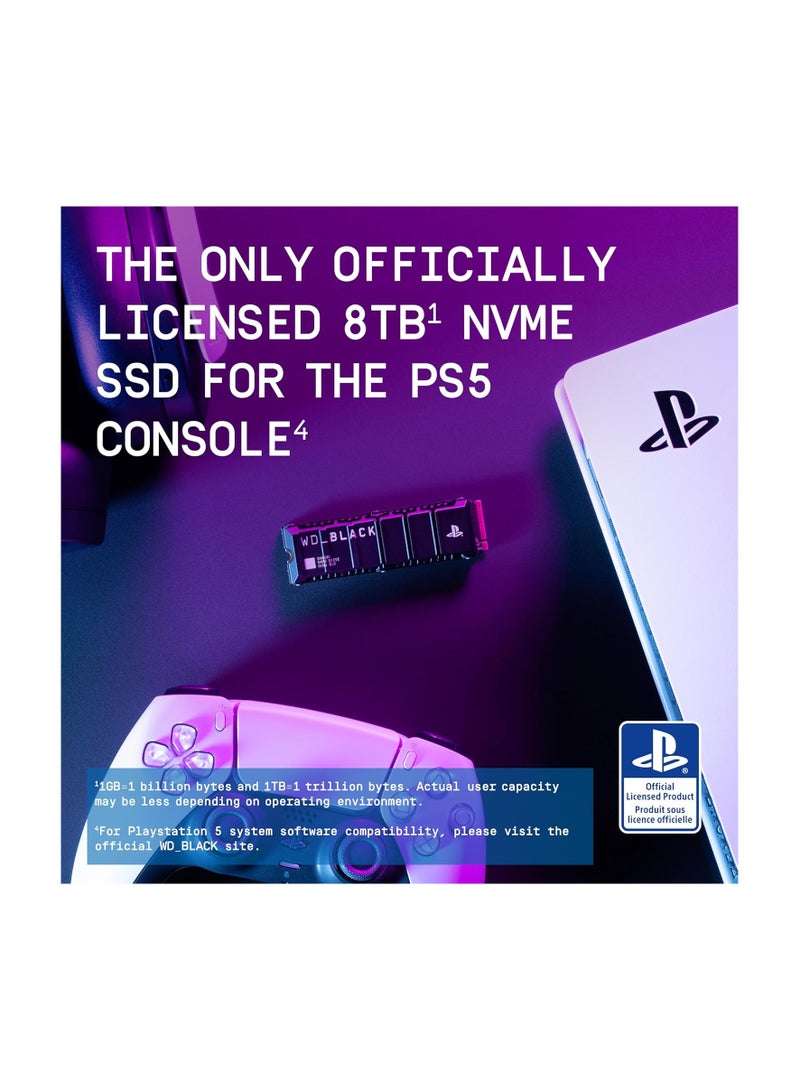 WD - WD_BLACK 8TB SN850P NVMe M.2 SSD Officially Licensed Storage Expansion for PS5 Consoles, Up to 7200MB/s, with Heatsink - WDBBYV0080BNC-WRSN 8 TB - Image 1