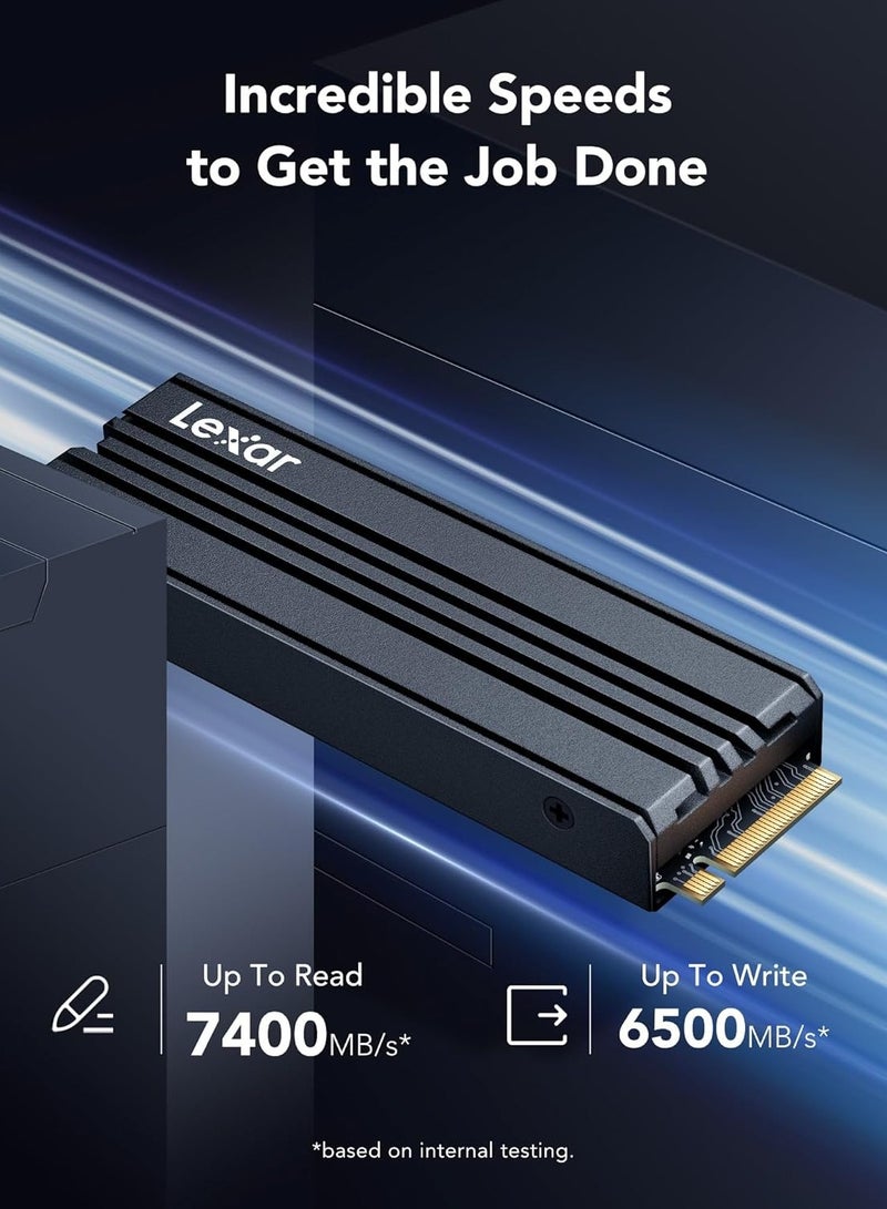 Lexar NM790 2TB SSD with Heatsink, M.2 2280 PCIe Gen4x4 NVMe 1.4 Internal SSD, Up to 7400MB/s Read, Up to 6500MB/s Write, Internal Solid State Drive for PS5, PC, Laptop, Gamers (LNM790X002T-RN9NG) 1 TB  - Image 2