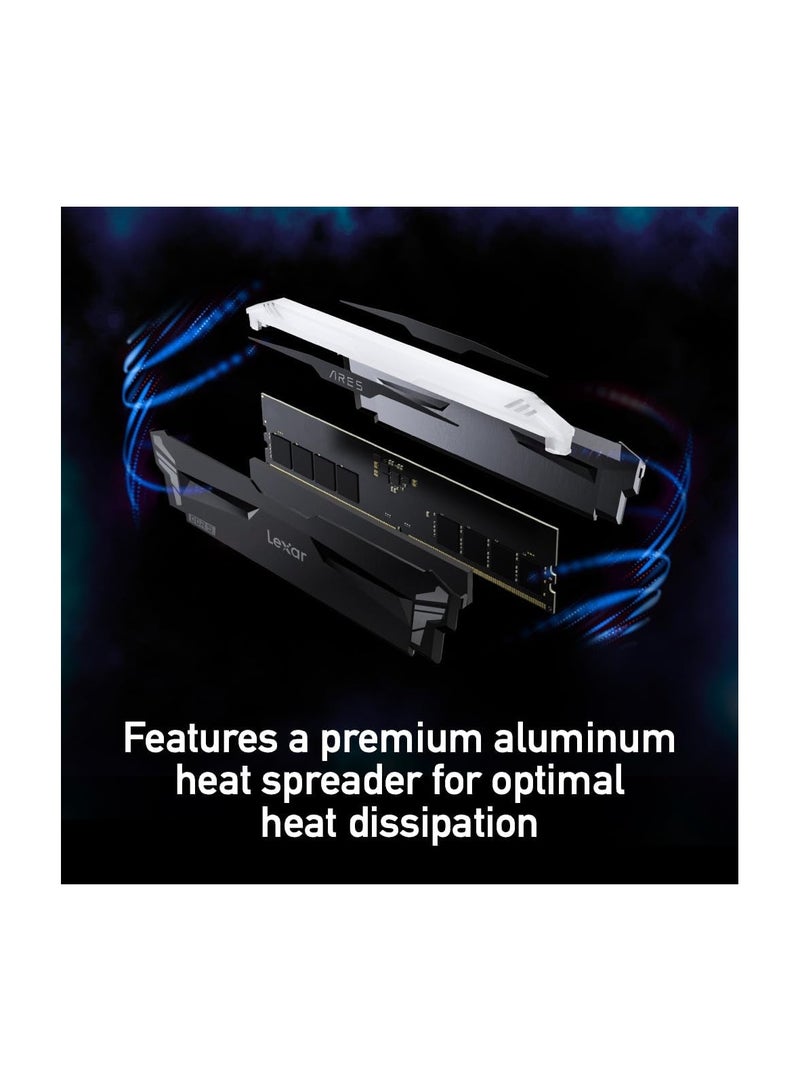 Lexar - ARES RGB 32GB (2x16GB) DDR5 RAM 7200MT/s CL34 Desktop Memory - Intel XMP 3.0 & AMD Expo Compatible - LD5U16G72C34LA-RGD | Black - Image 1