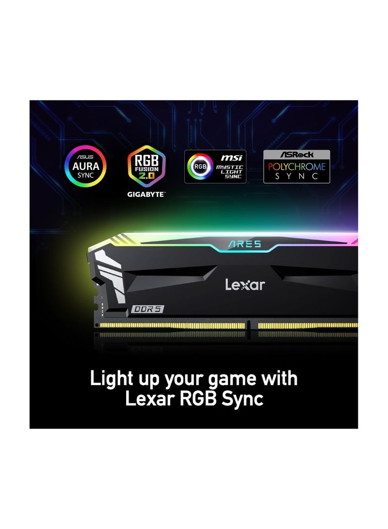 Lexar - ARES RGB 32GB (2x16GB) DDR5 RAM 7200MT/s CL34 Desktop Memory - Intel XMP 3.0 & AMD Expo Compatible - LD5U16G72C34LA-RGD | Black - Image 1