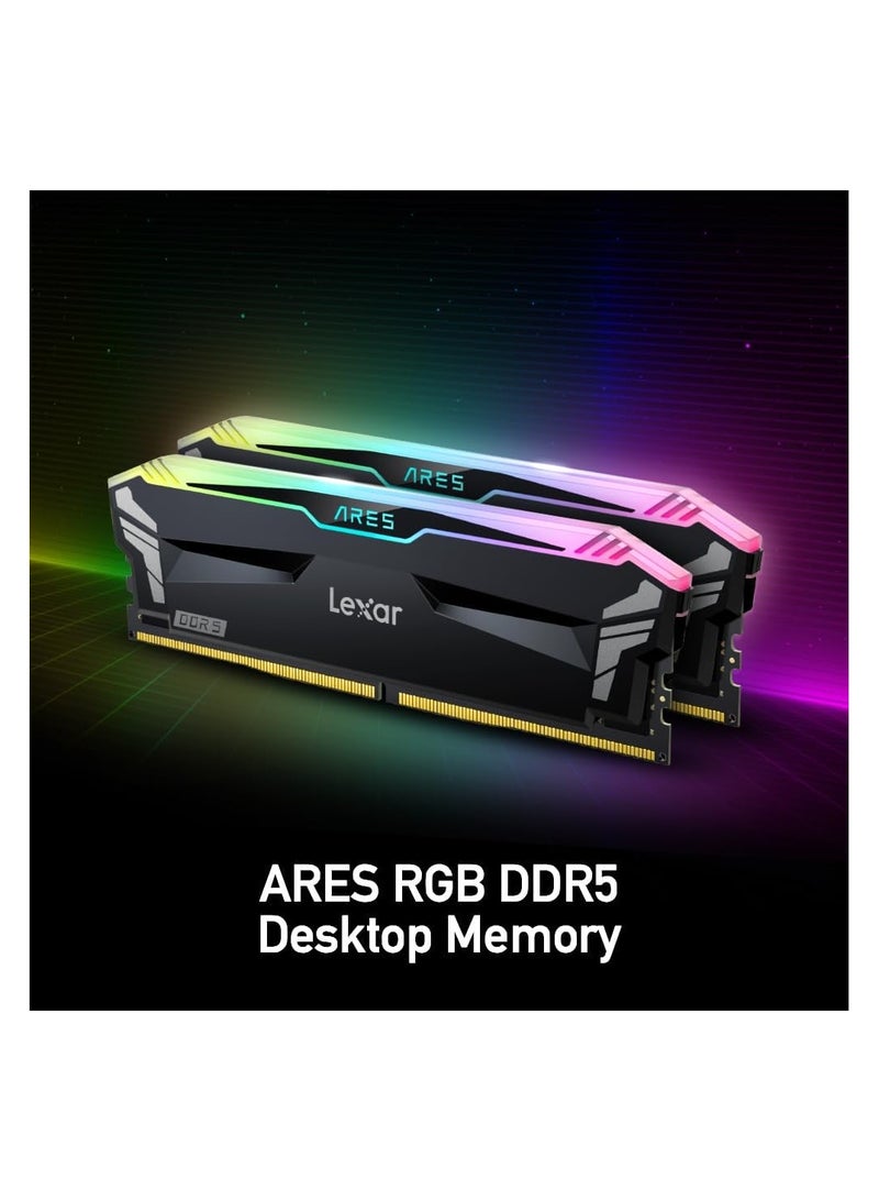 Lexar - ARES RGB 32GB (2x16GB) DDR5 RAM 7200MT/s CL34 Desktop Memory - Intel XMP 3.0 & AMD Expo Compatible - LD5U16G72C34LA-RGD | Black - Image 1