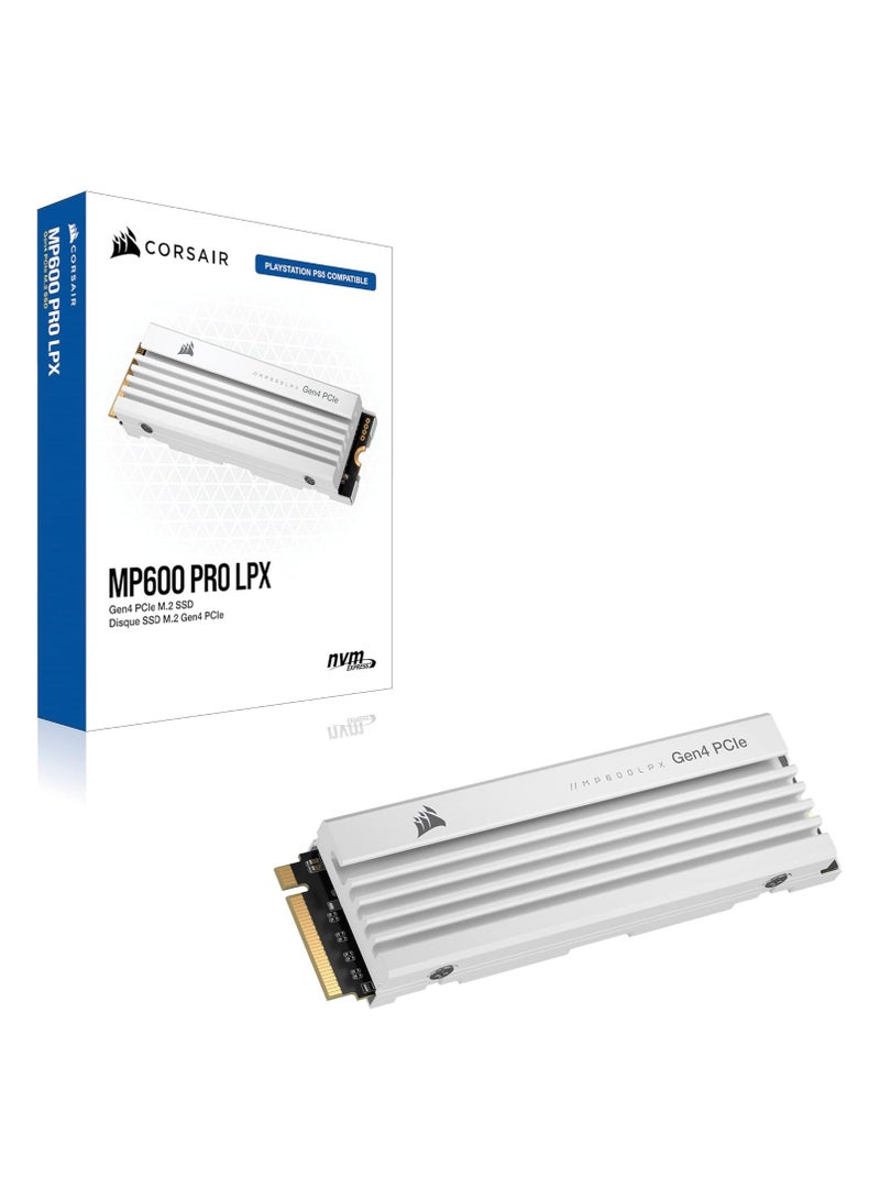 كورسير - MP600 PRO LPX 2TB M.2 NVMe PCIe x4 Gen4 SSD - Optimised for PS5 (Up to 7,100MB/sec Sequential Read & 6,800MB/sec Sequential Write Speeds, High-Speed Interface, Compact Form Factor) White 2 TB - Image 1