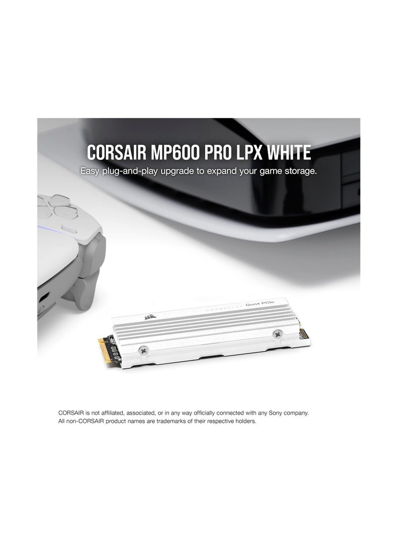 MP600 PRO LPX 1TB M.2 NVMe PCIe x4 Gen4 SSD - Optimised for PS5 (Up to 7,100MB/sec Sequential Read & 5,800MB/sec Sequential Write Speeds, High-Speed Interface, Compact Form Factor) White - 1 TB