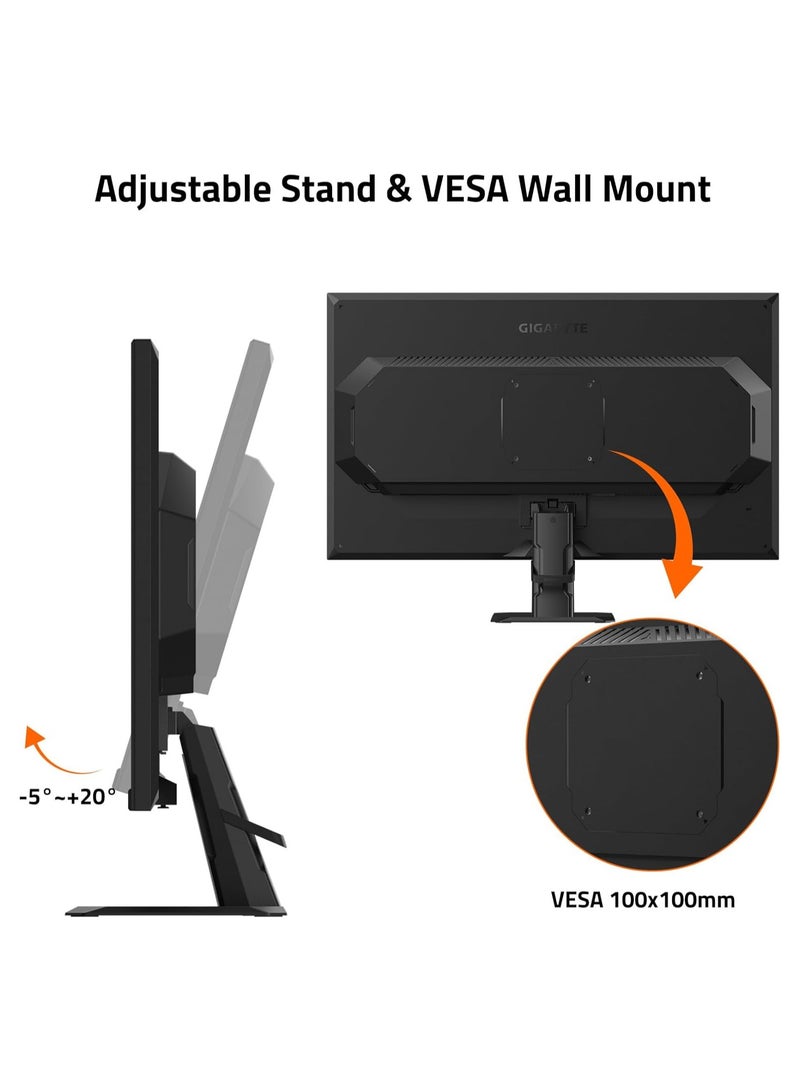 GIGABYTE - 27" Inch Curved Gaming Monitor (1920x1080) FHD, VA 1500R, 180Hz Refresh Rate, Upto 1ms Response Time, HDR10, 2x HDMI, 1x DP, FreeSync Premium - GS27FC | Black - Image 1