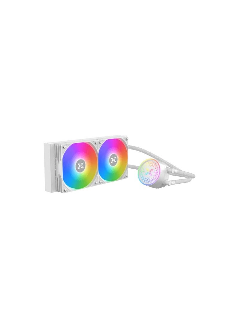 Xigmatek FENIX 240 ARCTIC AIO ARGB CPU Liquid Cooler - LGA 1700/1200/115X and AM5/AM4 Brackets, High Density Aluminum Radiaor, MINI ARGB Controller and Tube Clips Included | White  - Image 1
