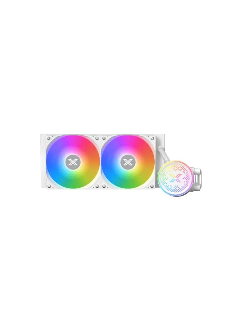 Xigmatek FENIX 240 ARCTIC AIO ARGB CPU Liquid Cooler - LGA 1700/1200/115X and AM5/AM4 Brackets, High Density Aluminum Radiaor, MINI ARGB Controller and Tube Clips Included | White  - Image 2