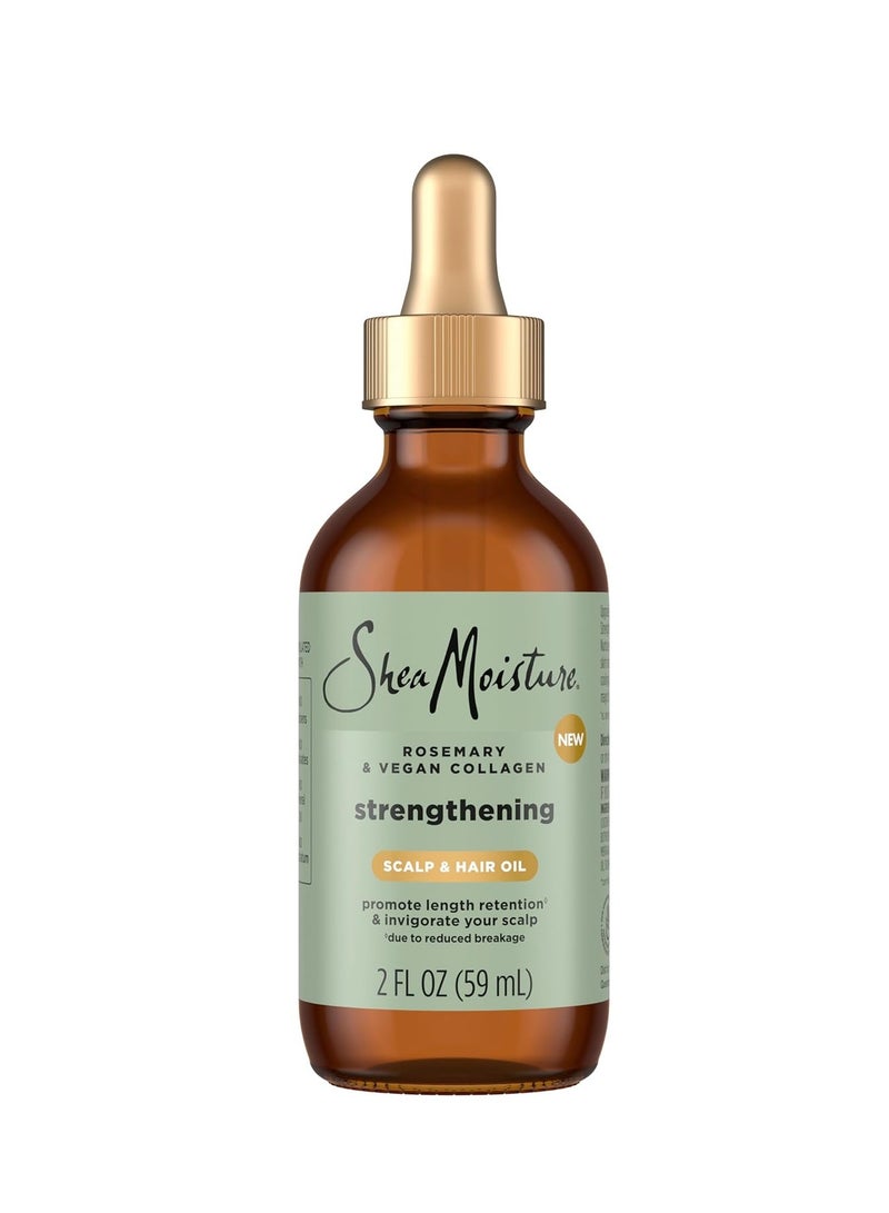 SheaMoisture Strengthening Scalp & Hair Oil Rosemary & Vegan Collagen to Promote Length Retention & Invigorate the Scalp, with ScalpBoost Technology, 2 oz - Image 1
