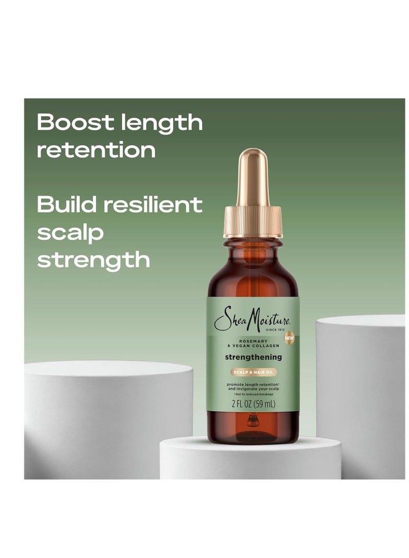 SheaMoisture Strengthening Scalp & Hair Oil Rosemary & Vegan Collagen to Promote Length Retention & Invigorate the Scalp, with ScalpBoost Technology, 2 oz - Image 2