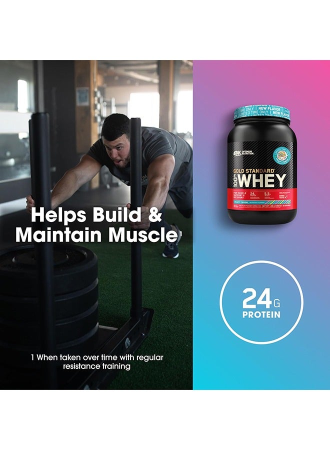 Optimum Nutrition - 100% Whey Protein Powder Primary Source Isolate 24 Grams Protein Fruity Cereal 29 Servings 900 Grams - Image 1
