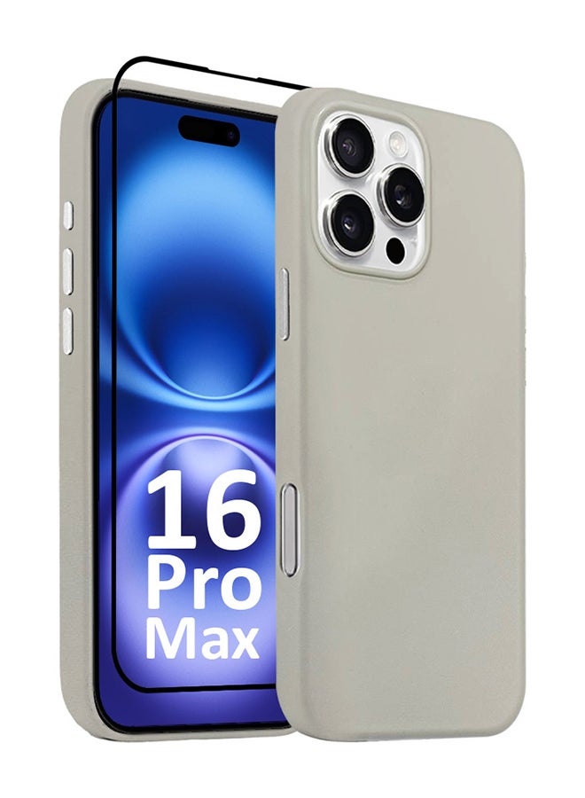 MARGOUN 2Packs Magsafe Leather Case and Screen Protector for Apple iPhone 16 Pro Max, Anti-Scratch Case Shockproof Drop Proof Protective Slim Case - Grey - Image 2