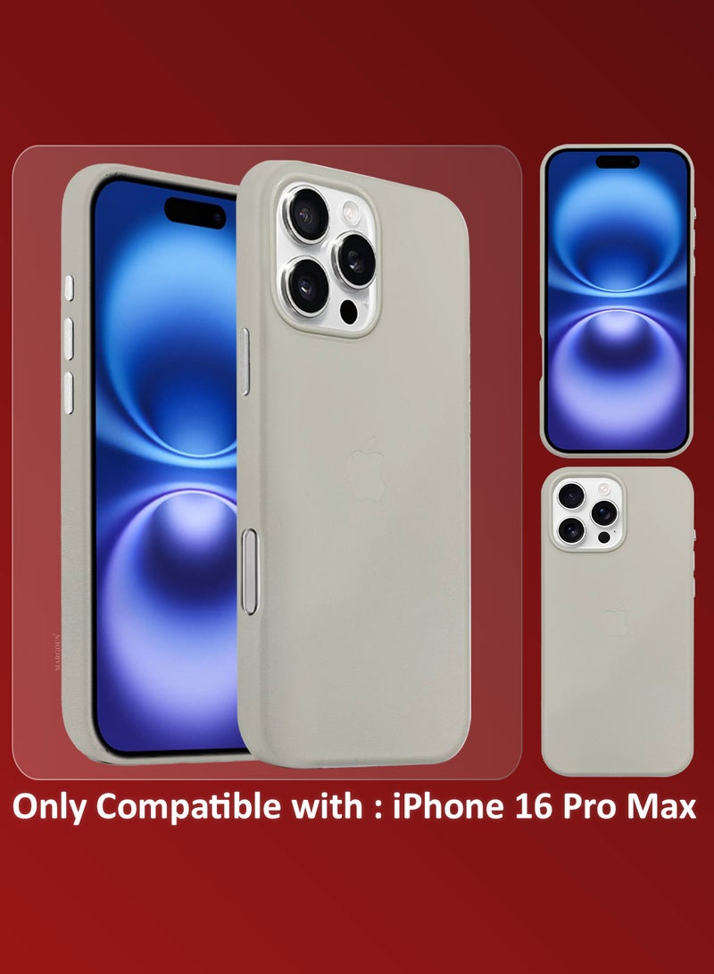 MARGOUN - (for Apple iPhone 16 Pro Max) 3Packs, Leather Case Compatible with Magsafe Anti-Scratch Leather Case Shockproof Drop Proof Protective Slim Case with 3D Screen Protector Grey - Image 1