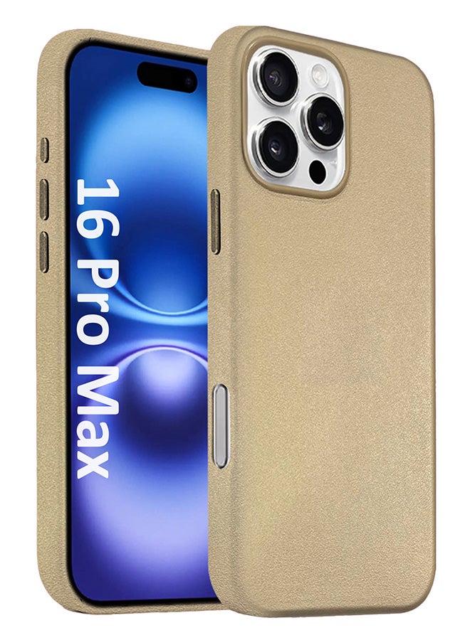 MARGOUN MagSafe Leather Case Cover for Apple iPhone 16 Pro Max, Anti-Scratch Leather Case Shockproof Drop Proof Protective Slim Case - Gold  - Image 1
