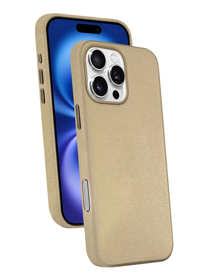 MARGOUN MagSafe Leather Case Cover for Apple iPhone 16 Pro Max, Anti-Scratch Leather Case Shockproof Drop Proof Protective Slim Case - Gold  - Image 2