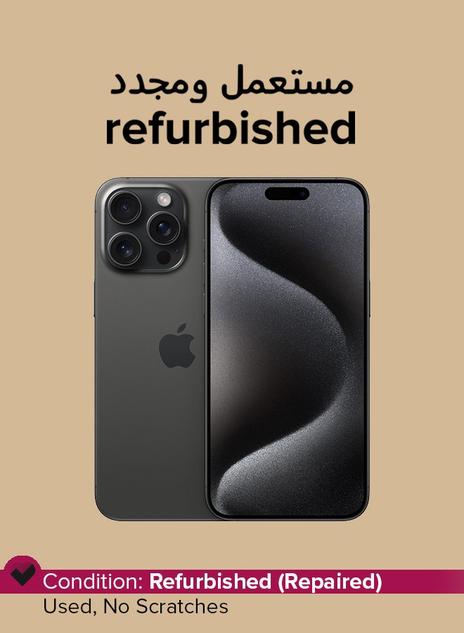 أبل Refurbished - iPhone 15 Pro Max 256GB Black Titanium 5G With Facetime  - Image 1