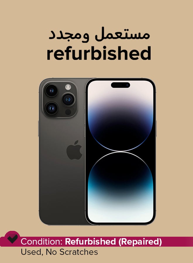 ابل  مجدد - آيفون 14 برو 256 جيجابايت أسود فضائي 5G مع فيس تايم - Image 1
