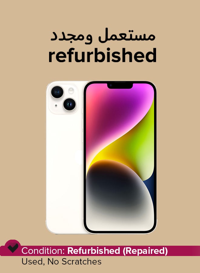ابل  معاد تجديده - آيفون 14 بلس 128 جيجابايت ستارلايت 5G مع فيس تايم - Image 1