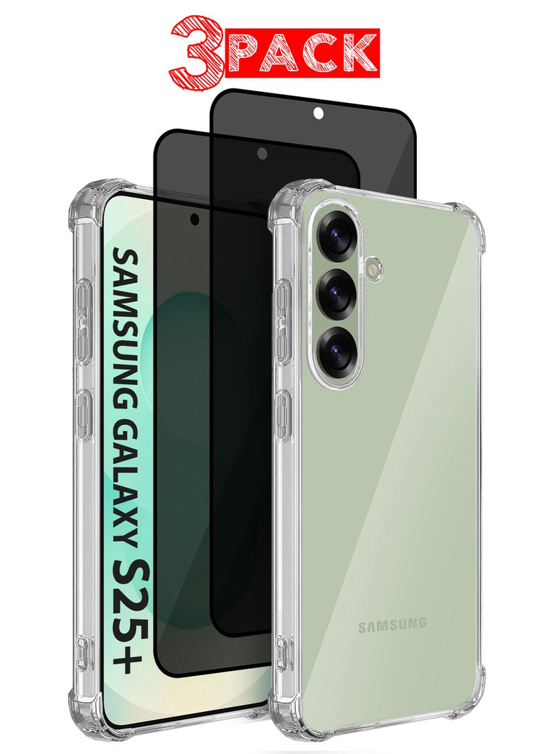 MARGOUN (for Samsung Galaxy S25 Plus) 3Packs, Gorilla Clear Protective Case Rugged Shockproof and Durable with 2 Shockproof Privacy Screen Protectors Clear - Image 1