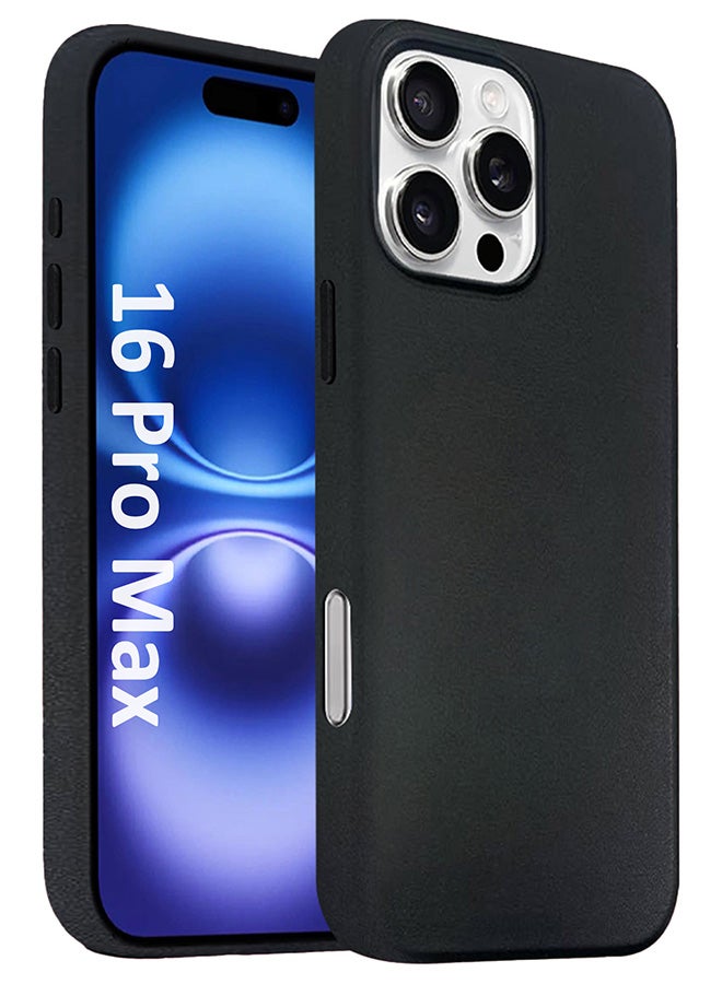 MARGOUN MagSafe Leather Case Cover for Apple iPhone 16 Pro Max, Anti-Scratch Leather Case Shockproof Drop Proof Protective Slim Case - Black  - Image 1