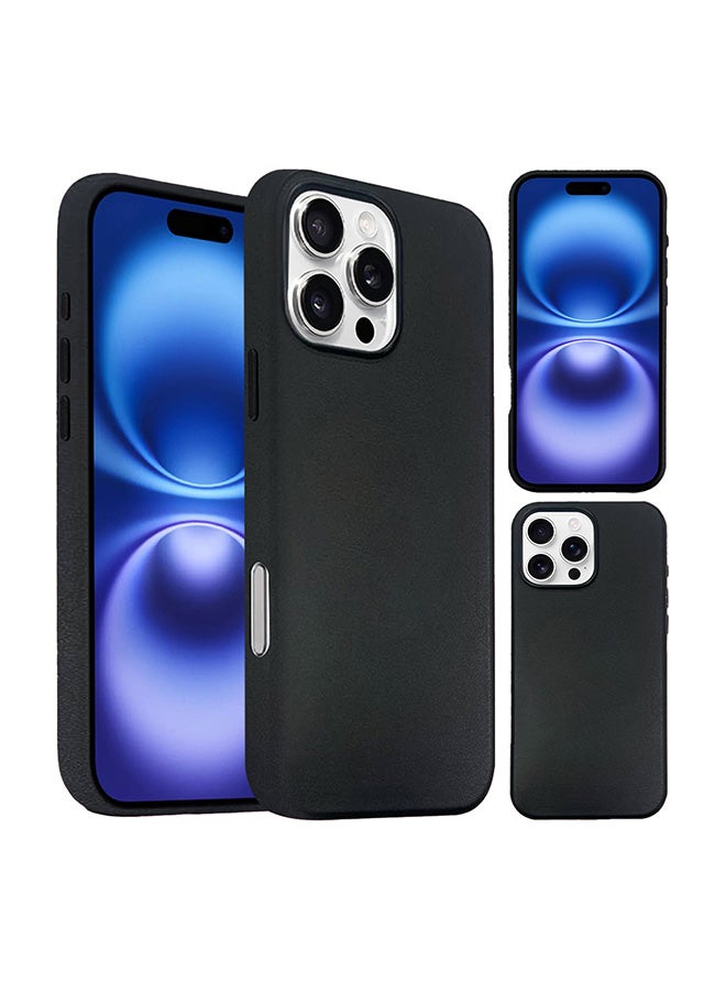 MARGOUN MagSafe Leather Case Cover for Apple iPhone 16 Pro Max, Anti-Scratch Leather Case Shockproof Drop Proof Protective Slim Case - Black  - Image 2