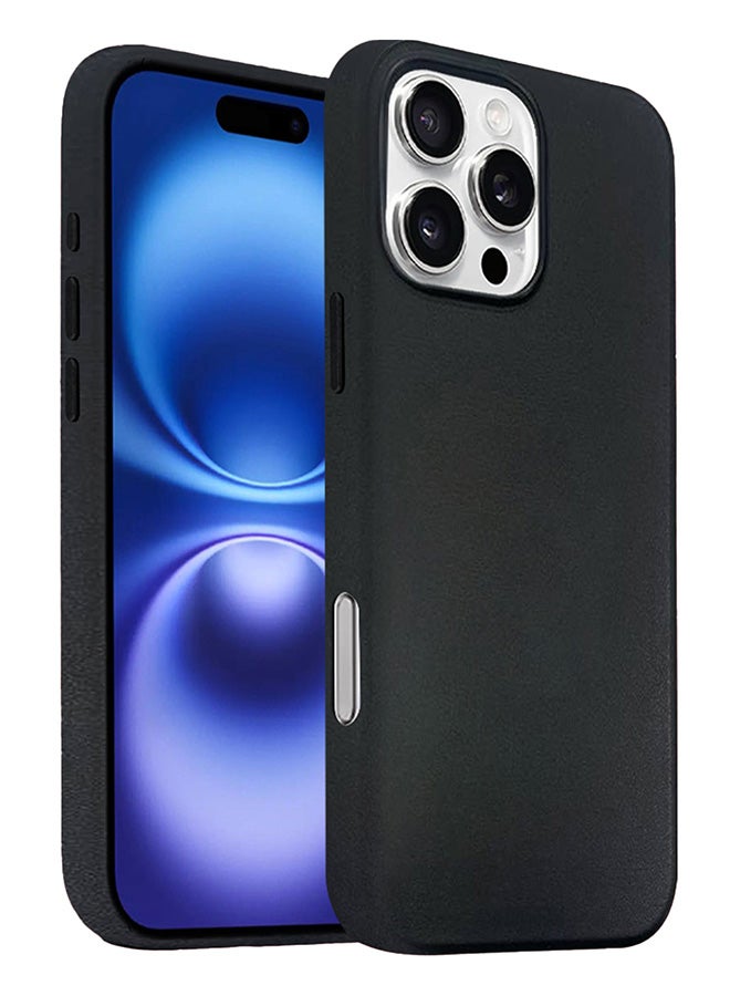 MARGOUN MagSafe Leather Case Cover for Apple iPhone 16 Pro Max, Anti-Scratch Leather Case Shockproof Drop Proof Protective Slim Case - Black  - Image 3