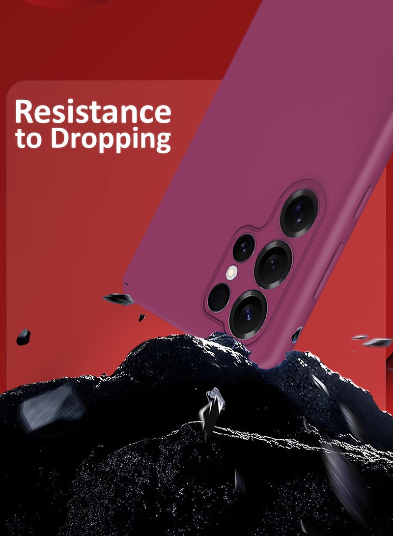 مارجون (for Samsung Galaxy S25 Ultra) Case Cover Ultra-Durable Soft Silicone Protective with Precise Cutouts and Anti-Slip Grip Burgundy - Image 3