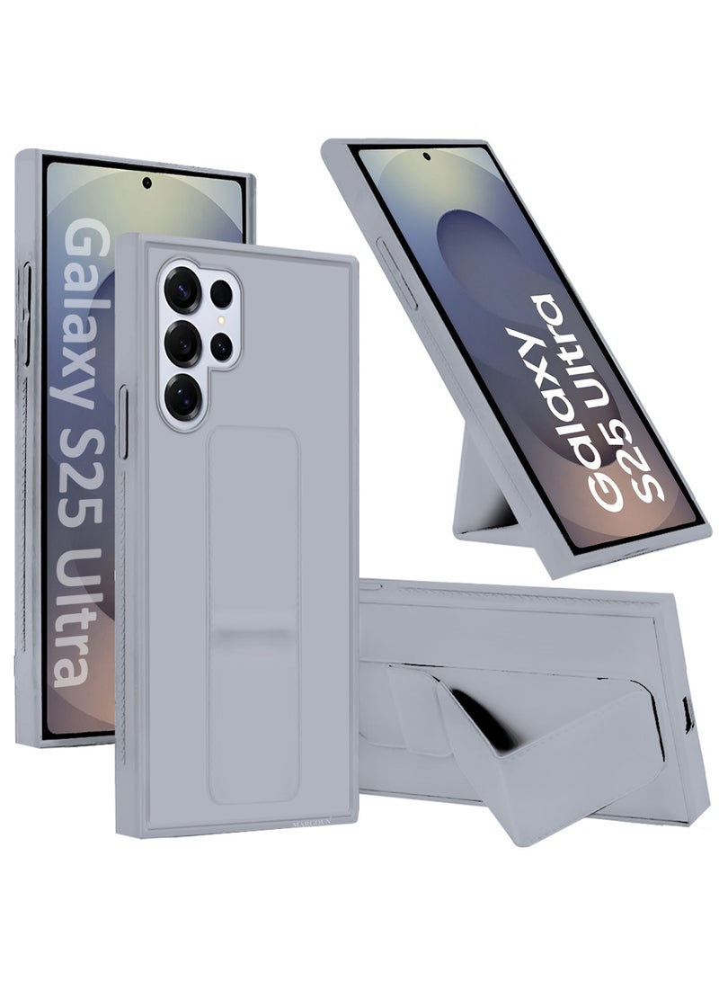 MARGOUN (for Samsung Galaxy S25 Ultra) Case Premium PU Leather with Stand Function, Shockproof and Anti Scratch Finger Grip Case Cover Grey - Image 1