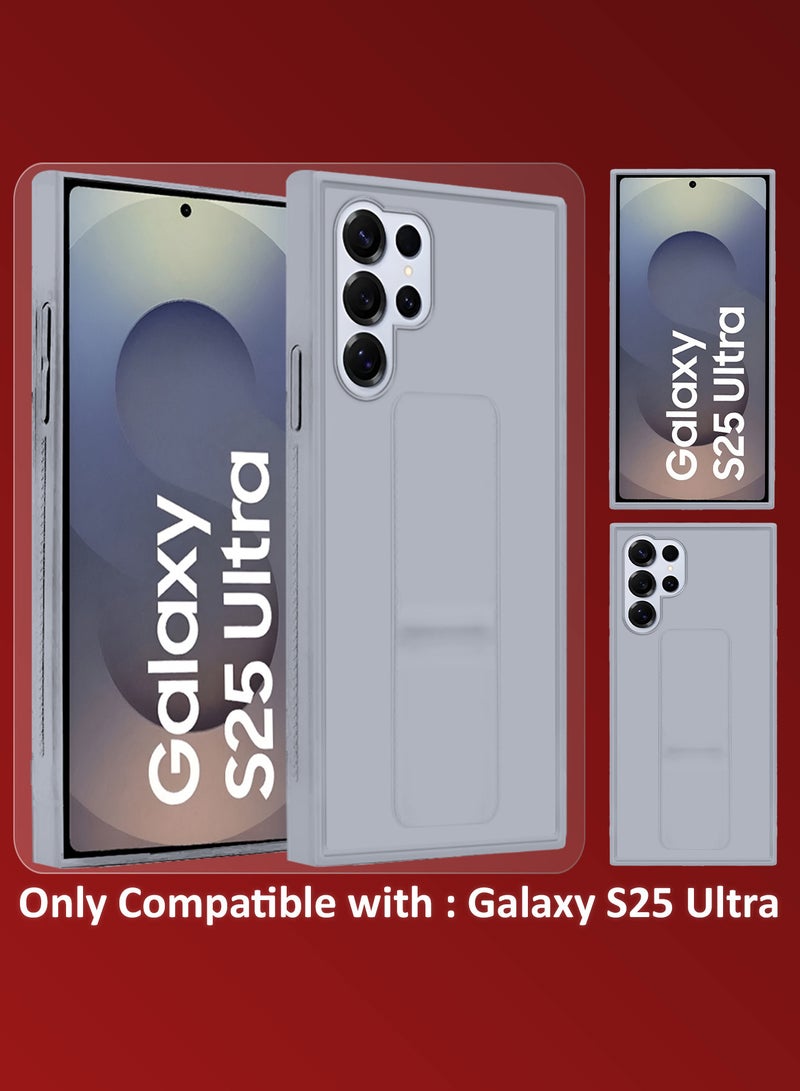 MARGOUN (for Samsung Galaxy S25 Ultra) Case Premium PU Leather with Stand Function, Shockproof and Anti Scratch Finger Grip Case Cover Grey - Image 2