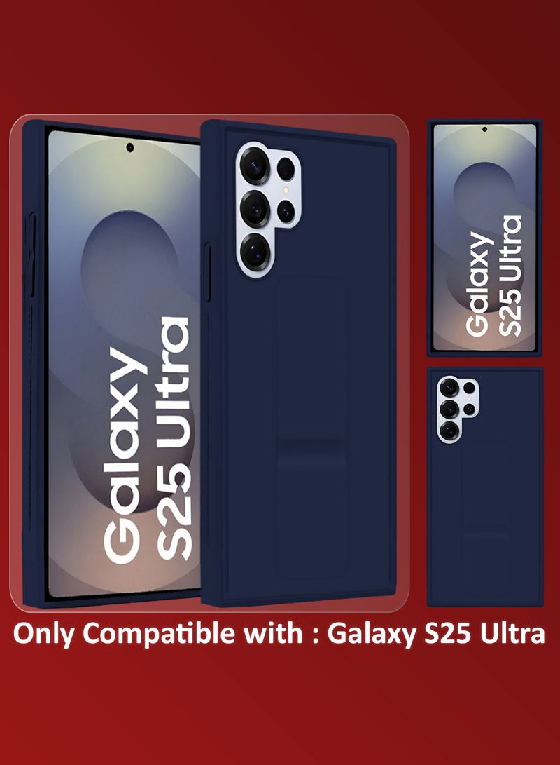 MARGOUN (for Samsung Galaxy S25 Ultra) Case Premium PU Leather with Stand Function, Shockproof and Anti Scratch Finger Grip Case Cover Dark Blue - Image 3