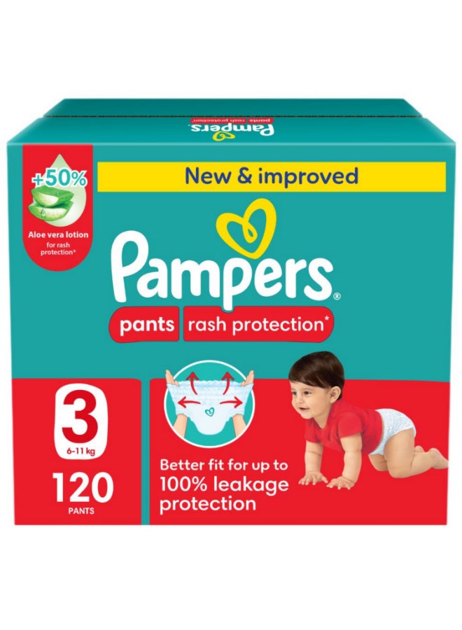 بامبرز Rash Protection Pants Diapers, Size 3, 6-11kg, Giant Box, 120 Count  - Image 1