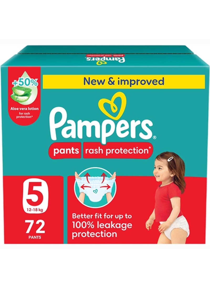 Pampers Rash Protection Pants Diapers, Size 5, 12-18kg, Giant Box, 72 Count - Image 1