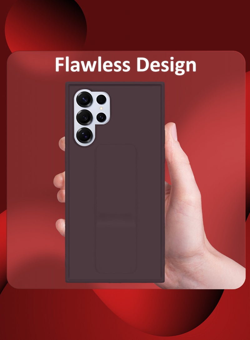 MARGOUN (for Samsung Galaxy S25 Ultra) Case Premium PU Leather with Stand Function, Shockproof and Anti Scratch Finger Grip Case Cover Merlot - Image 5