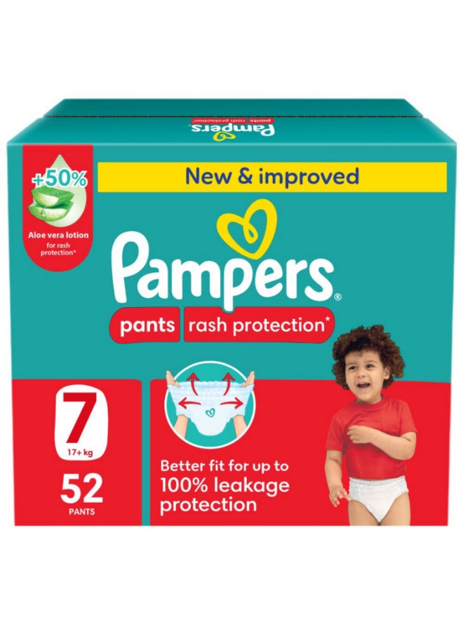 بامبرز Rash Protection Pants Diapers, Size 7, 17+kg, Jumbo Box, 52 Count  - Image 1