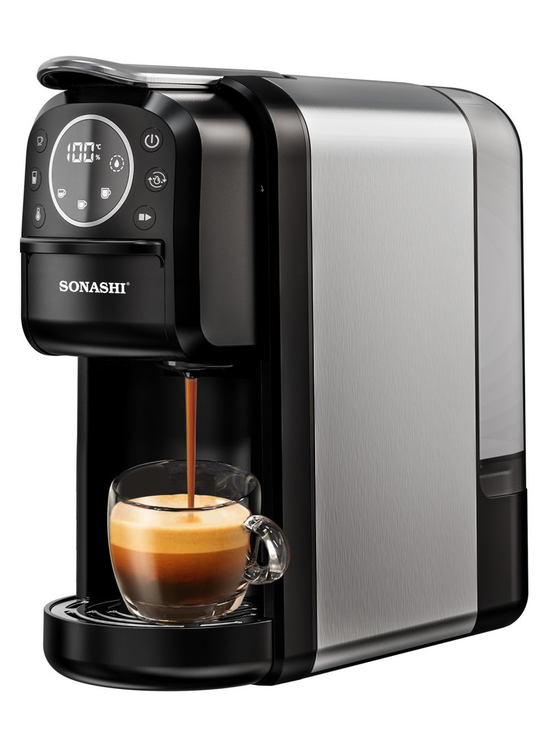 SONASHI - Buy 3 in 1 Multi Capsule Coffee Machine and Get  - Dual Cup Waffle Maker | Digital Touch Coffee Maker with Non-Stick Waffle Maker | Nespresso/Dolce Gusto/Coffee Powder Coffee Machine 700 ml 1400 W SCM-4984 + SWM-867 Black/Grey - Image 1