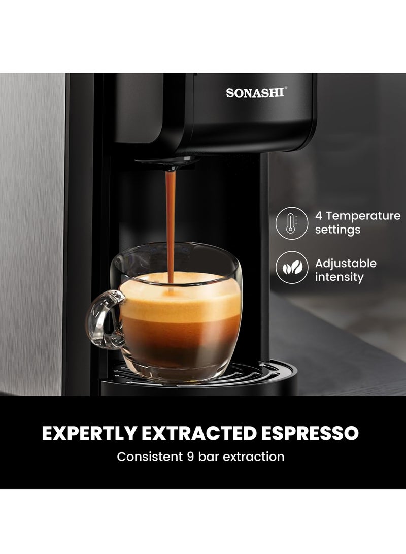 SONASHI - Buy 3 in 1 Multi Capsule Coffee Machine and Get  - Dual Cup Waffle Maker | Digital Touch Coffee Maker with Non-Stick Waffle Maker | Nespresso/Dolce Gusto/Coffee Powder Coffee Machine 700 ml 1400 W SCM-4984 + SWM-867 Black/Grey - Image 1