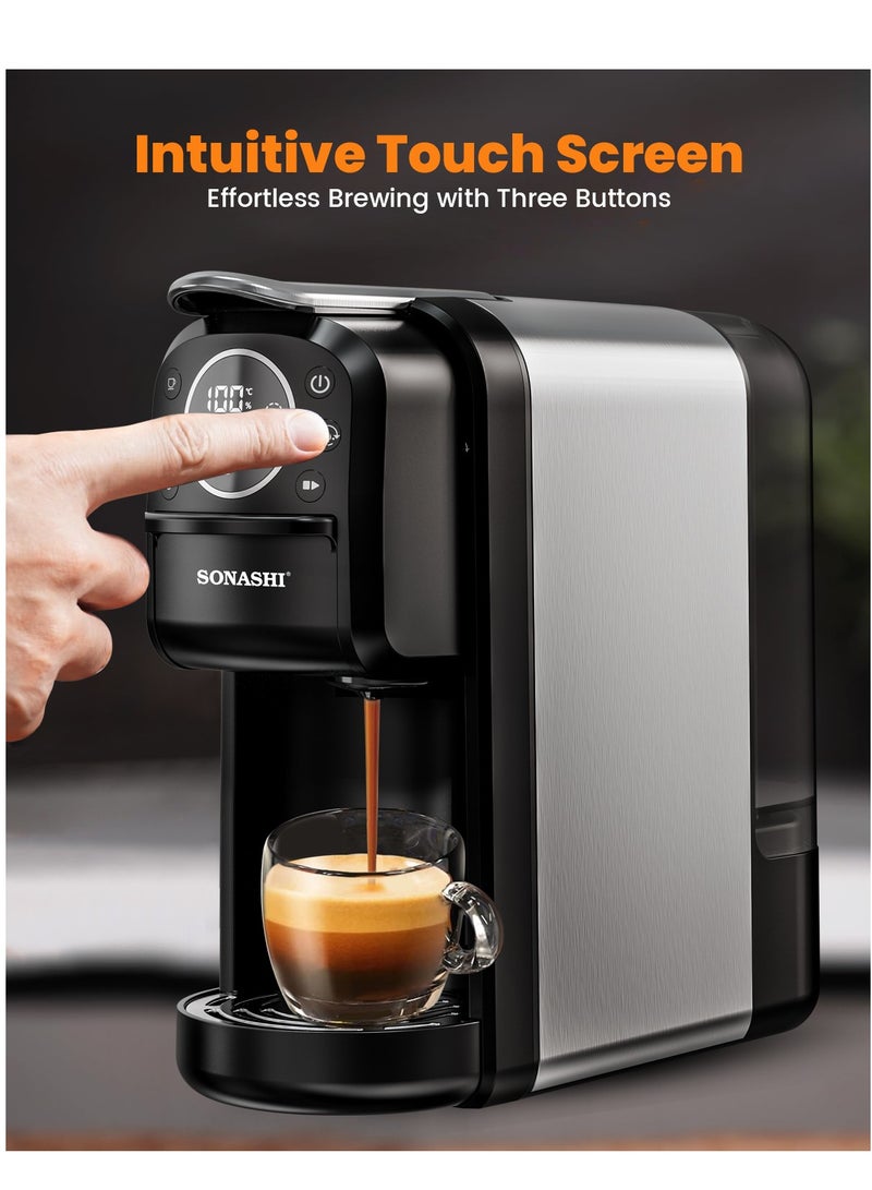SONASHI - Buy 3 in 1 Multi Capsule Coffee Machine and Get  - Dual Cup Waffle Maker | Digital Touch Coffee Maker with Non-Stick Waffle Maker | Nespresso/Dolce Gusto/Coffee Powder Coffee Machine 700 ml 1400 W SCM-4984 + SWM-867 Black/Grey - Image 1