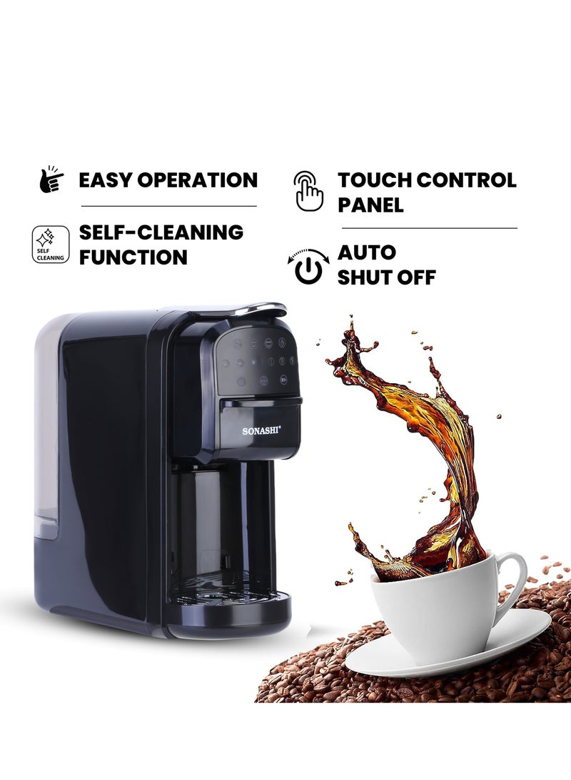 SONASHI - Buy 3 in 1 Multi Capsule Coffee Machine and Get  - Cake Pop Maker (12 Pcs) | Digital Touch Coffee Maker with Non-Stick Baking Cake Pop Maker | Nespresso/Dolce Gusto/Coffee Powder Coffee Machine 700 ml 1400 W SCM-4985 + SCPM-872 Black - Image 1