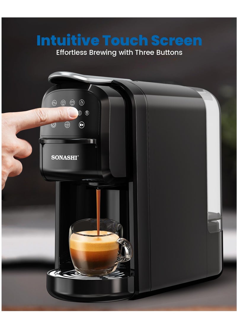 SONASHI - Buy 3 in 1 Multi Capsule Coffee Machine and Get  - Cake Pop Maker (12 Pcs) | Digital Touch Coffee Maker with Non-Stick Baking Cake Pop Maker | Nespresso/Dolce Gusto/Coffee Powder Coffee Machine 700 ml 1400 W SCM-4985 + SCPM-872 Black - Image 1