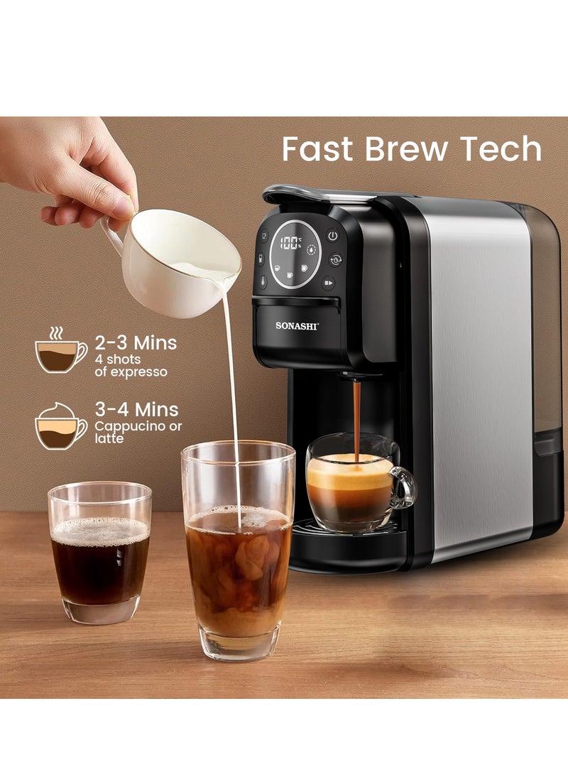 SONASHI - Buy 3 in 1 Multi Capsule Coffee Machine and Get  - Cake Pop Maker (12 Pcs) | Digital Touch Coffee Maker with Non-Stick Baking Cake Pop Maker | Nespresso/Dolce Gusto/Coffee Powder Coffee Machine 700 ml 1400 W SCM-4985 + SCPM-872 Black - Image 1