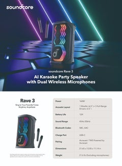 Rave 3 Party Speaker with Microphone New Black - pnsku/N70146698V/45/_/1738057622/da78e2b1-11b9-4dcd-bda5-324cd35fa4ff